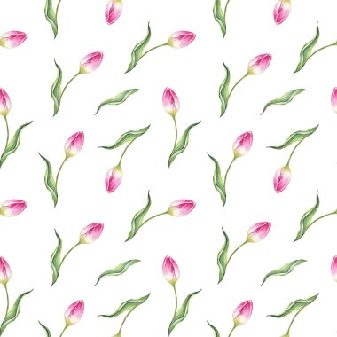 Suluboya laleler. Kusursuz desen. El boyaması.