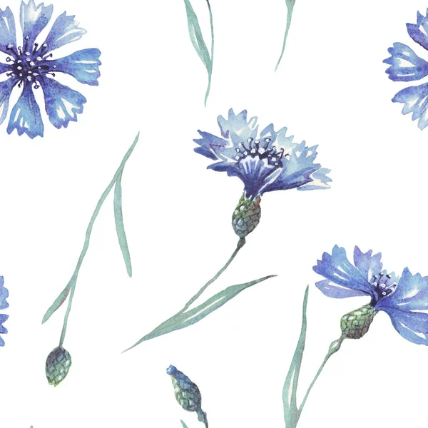 Akwarelowe Kwiaty Bezszwowy Miotacz Ręcznie Malowane — Zdjęcie stockowe