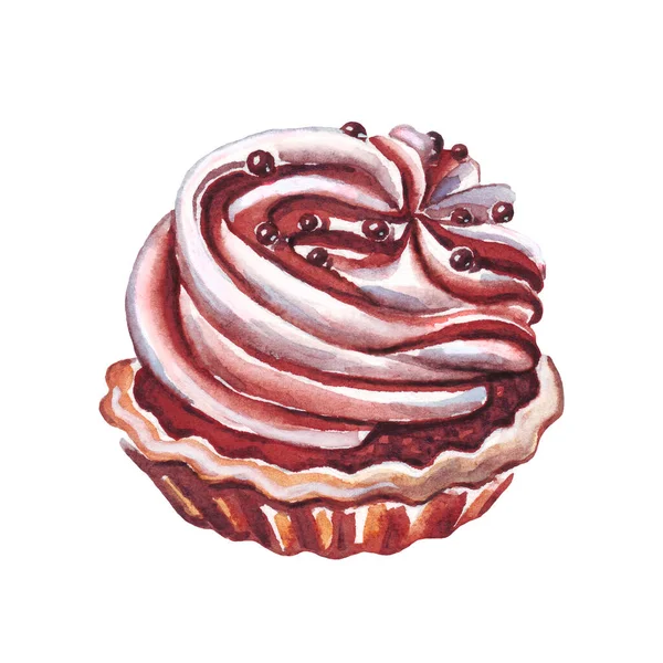 Cupcake Sobremesa Ilustração Aquarela Pintados Mão — Fotografia de Stock