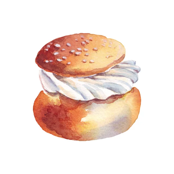 - Pasta. Tatlı. Suluboya çizimi. El boyaması.