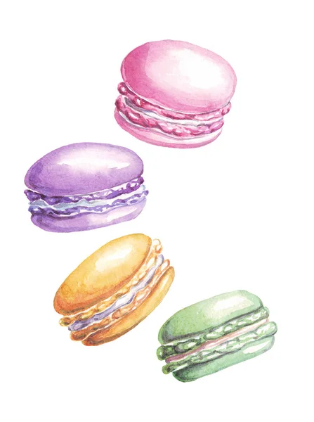 Macaron Dessert Illustration Aquarelle Peint Main — Photo