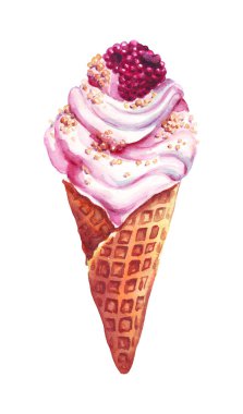 - Dondurma. Suluboya çizimi. El boyaması.