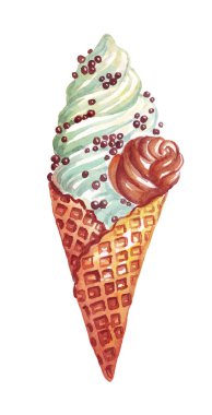 - Dondurma. Suluboya çizimi. El boyaması.