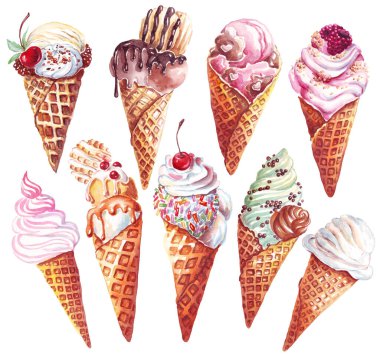  Dondurmalar hazır. Suluboya çizimi. El boyaması.