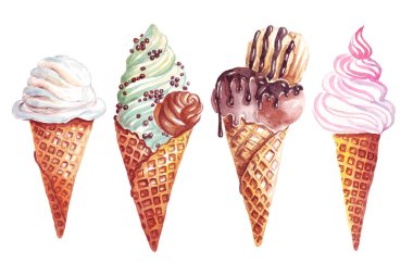 Dondurmalar hazır. Suluboya çizimi. El boyaması.