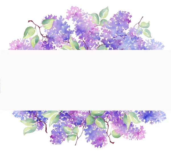 Lilac Frame Aquarelillustratie Handgeschilderd — Stockfoto