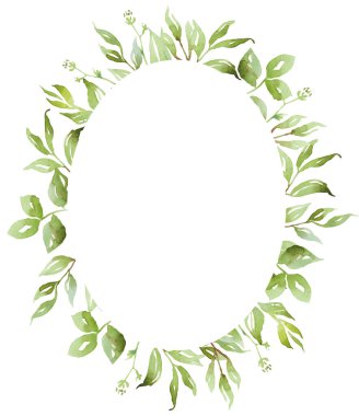 Suluboya yeşillik çerçevesi. Elle boyanmış Clipart