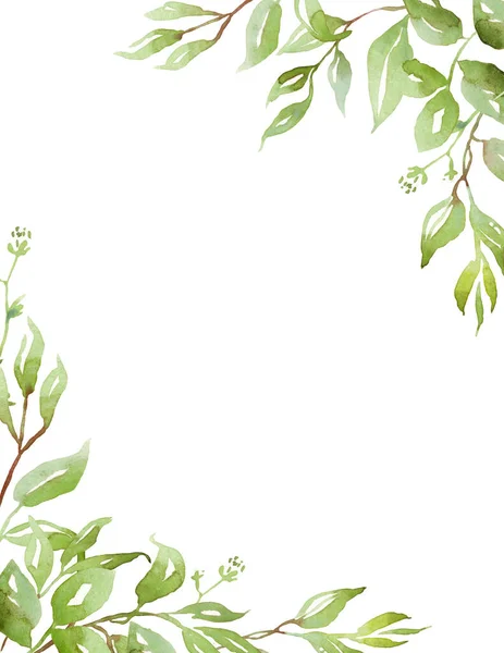 Akvarel Zeleně Ručně Malovaný Klipart — Stock fotografie