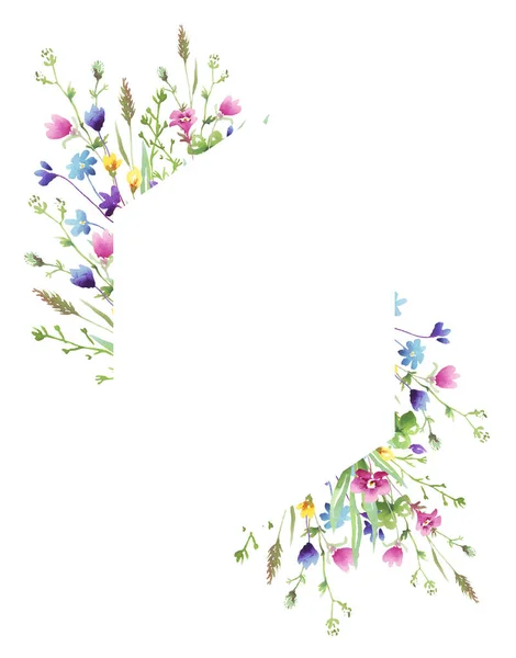 Wildflowers Frame Watercolor Clipart — Stock Photo, Image