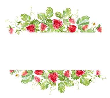 Çilek çerçevesi. Suluboya Clipart