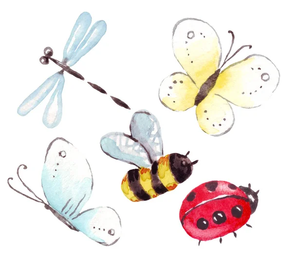 Aquarell Insekten Handbemalter Cliparts — Stockfoto