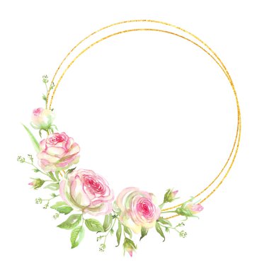 Roses frame. Watercolor clipart