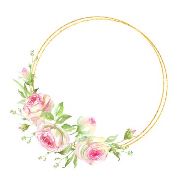 Roses frame. Watercolor clipart
