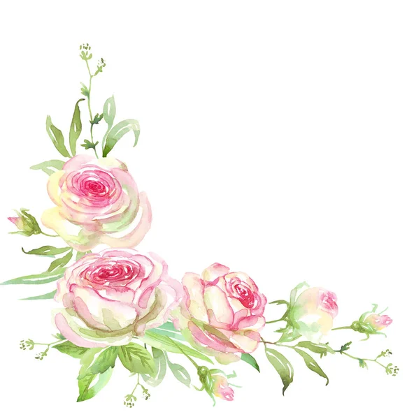 Roses Bouquet Watercolor Clipart — Foto de Stock