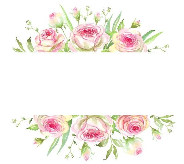 Roses frame. Watercolor clipart