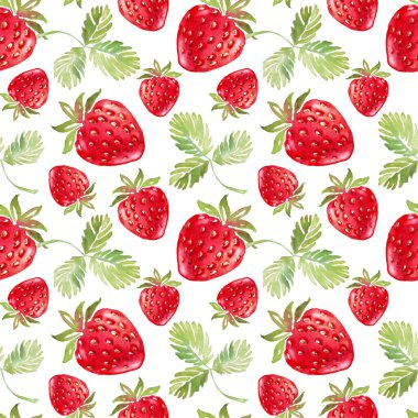 Çilek pürüzsüz desen. El boyaması illüstrasyon