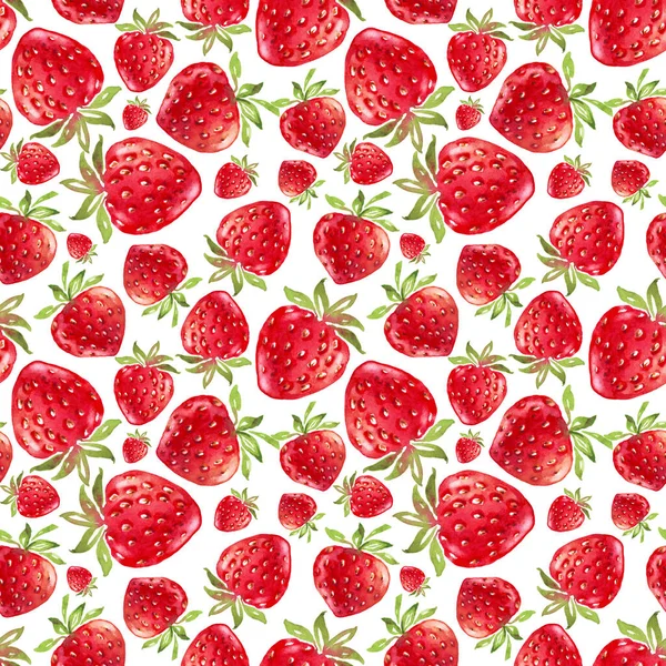 Strawberry Seamless Pattern Hand Painted Illustration — 图库照片