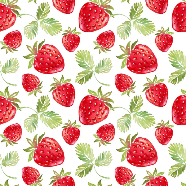 Strawberry Seamless Pattern Hand Painted Illustration — Stok fotoğraf