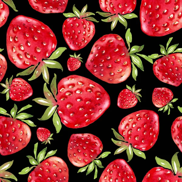 Strawberry Seamless Pattern Hand Painted Illustration — Stock Fotó