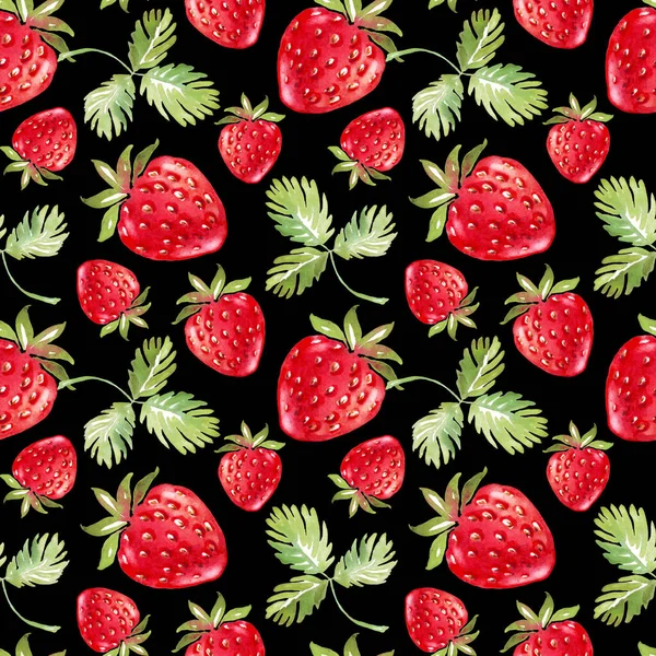 Strawberry seamless pattern. Hand-painted illustration