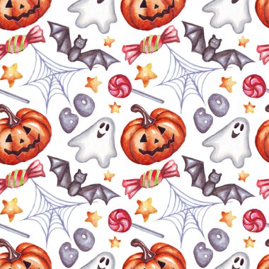 Halloween patterns. Watercolor illustration