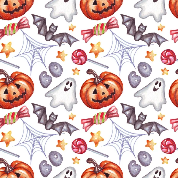 Halloween patterns. Watercolor illustration