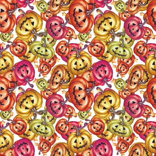 Halloween Patterns Watercolor Illustration — 图库照片