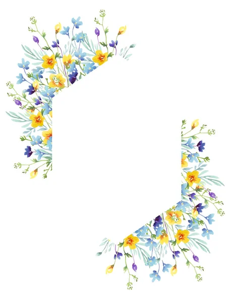 Wildflowers Frame Watercolor Clipart — Stock Photo, Image