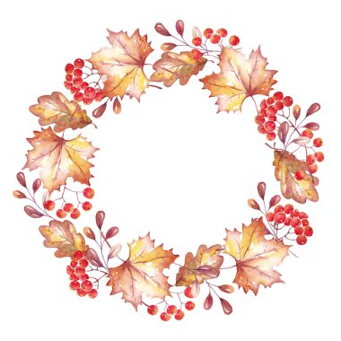 Sonbahar çelengi. Suluboya Clipart