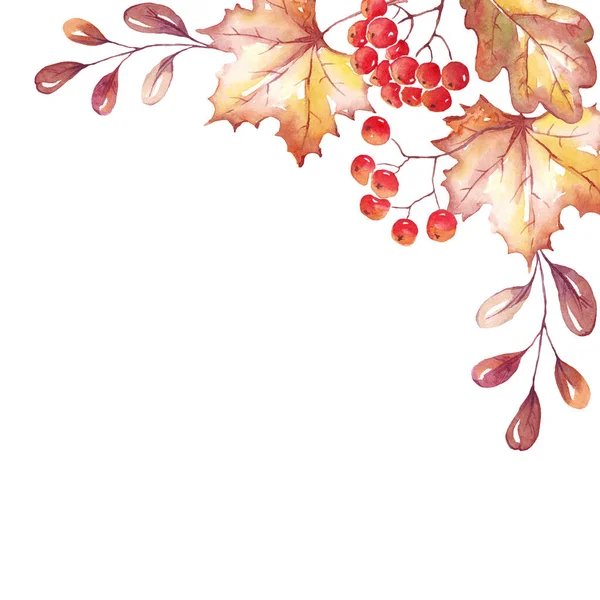 Осенние Листья Рамка Акварель — стоковое фото