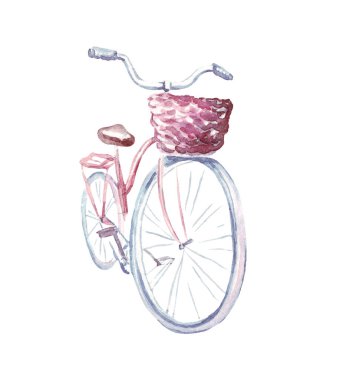 Bisiklet mi? Suluboya klipsi. El boyaması illüstrasyon