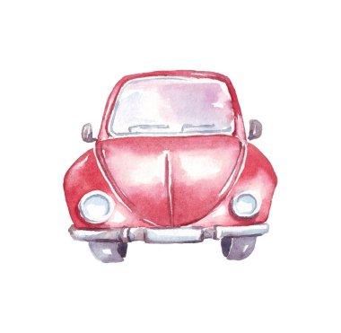 Çizgi film arabası. Suluboya Clipart