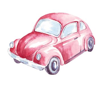 Çizgi film arabası. Suluboya Clipart