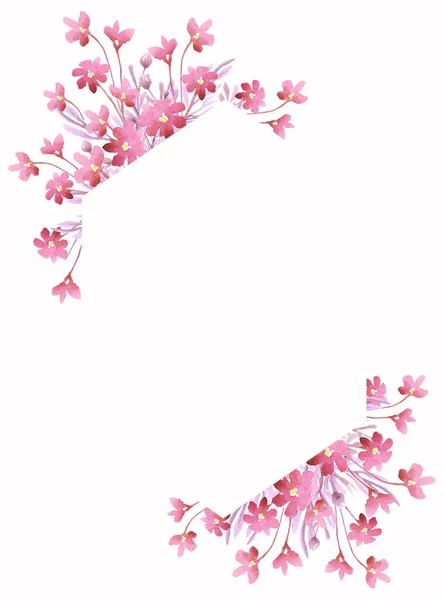 Pink Flower Frame Watercolor Clipart — Stock Photo, Image