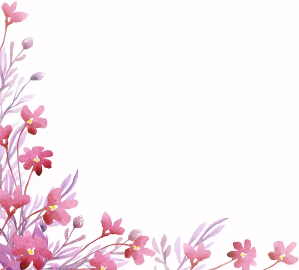 Pink Flower Frame Watercolor Clipart — Stock Photo, Image