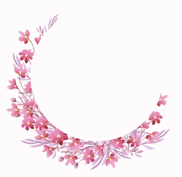 Рожева Квіткова Рамка Акварельний Кліпарт — стокове фото