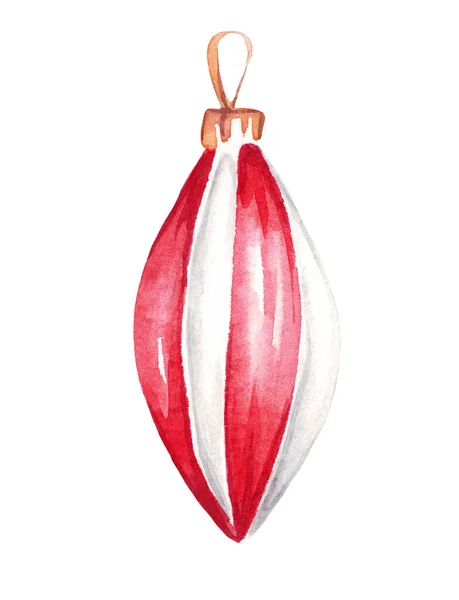 Φούσκα Χριστουγεννιάτικη Διακόσμηση Κλιπ Ακουαρέλας — Φωτογραφία Αρχείου