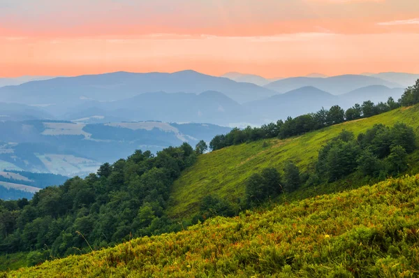 Summer Mountain Landscape Beautiful View Remote Mountains Sky Sunrise Colors — Stock Photo, Image