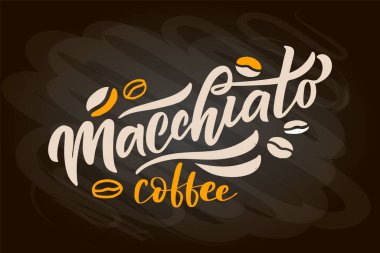 Kahve menüsü harfleri, paket kahve. Modern kaligrafi kahve kapuçino, espresso, macchiato, mocha. El çizimi