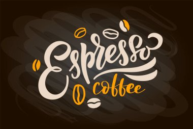 Kahve menüsü harfleri, paket kahve. Modern kaligrafi kahve kapuçino, espresso, macchiato, mocha. El çizimi