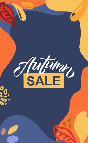 Modelo de ilustração vetorial de venda de outono com tipografia de letras de outono. Ícone de venda de outono, crachá, cartaz, banner — Vetor de Stock