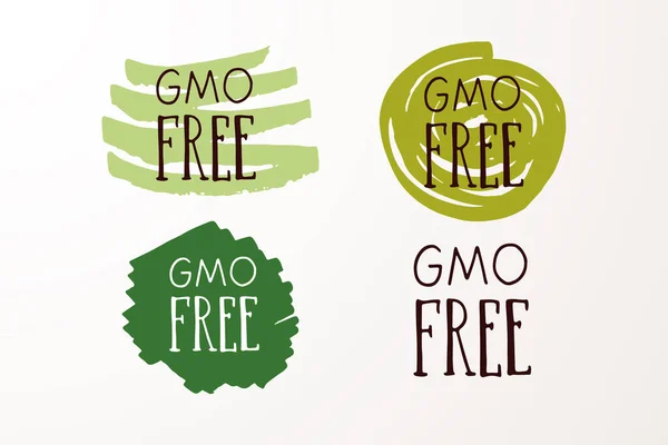 Ręcznie szkicowane odznaki i etykiety z wegetariańskie, wegańskie, surowe, ekologiczne, bio, naturalne, świeże, bezglutenowe i GMO żywności dieta — Wektor stockowy