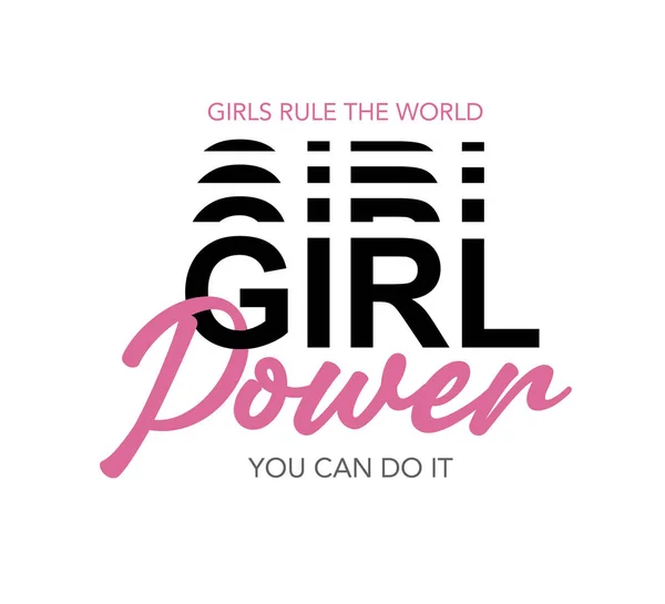 Girl Power różowy tekst wektor ilustracji projekt grafiki mody, t druki koszuli, plakaty, naklejki itp. Litery — Wektor stockowy