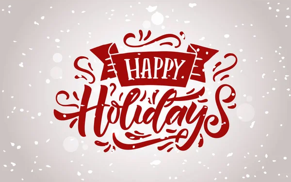 Ručně načrtnuté pohlednice Happy Holidays, odznak, typografie ikon. Lettering Happy Holidays for Christmas, New Year greeting — Stockový vektor