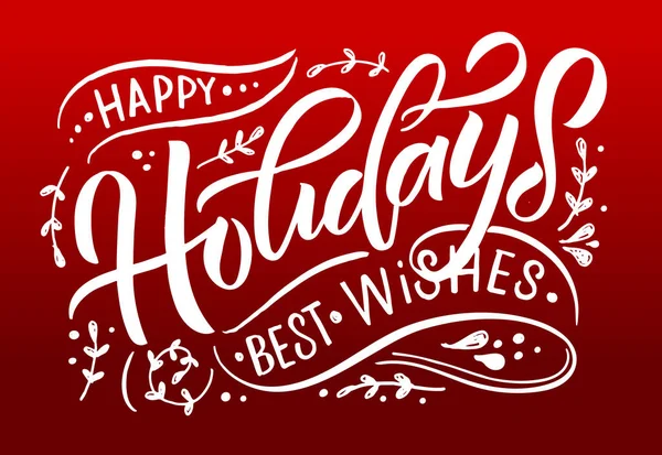 Ręcznie szkicowana karta Happy Holidays, odznaka, typografia ikon. Listy Wesołych Świąt na Boże Narodzenie, Nowy Rok pozdrowienia Wektor Stockowy