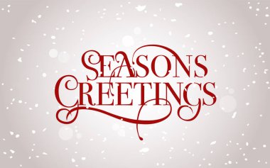 Mevsimler tebrik kartı, el çizimi rozet, ikon tipografi. İmza Mevsimleri Noel için Selamlar, Yeni