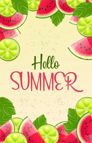 Γεια Σας Καλοκαίρι Διάνυσμα Πρότυπο Banner Γεια Σου Καλοκαιρινό Κείμενο — Διανυσματικό Αρχείο
