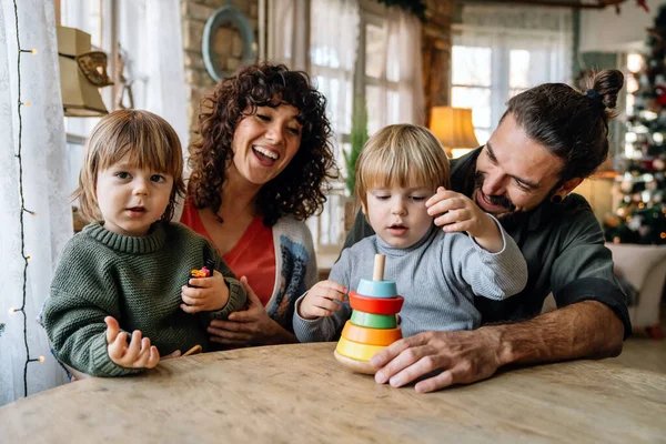 Family Love Play Childhood Concept Young Parents Spending Time Together — Stock Photo, Image