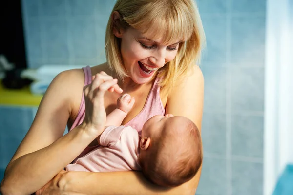 Happy Mother Baby Hugging Playing Together Parenthood Family People Concept — Stock Photo, Image