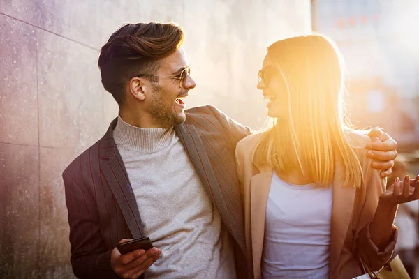 Happy Smiling Couple Having Fun Together City People Travel Business Royalty Free Stock Images